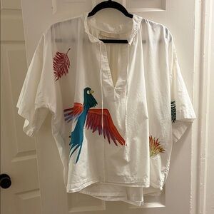 Vanessa Bruno Vibrant Bird Embroidered Top